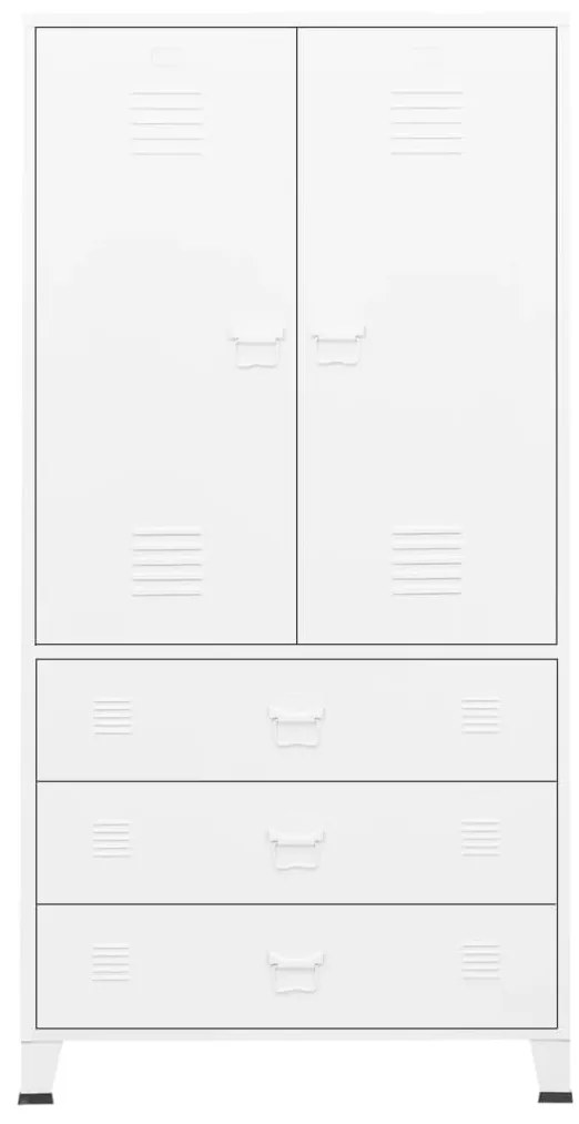 vidaXL Ντουλάπα Βιομηχανική Λευκή 90 x 50 x 180 εκ. Μεταλλική