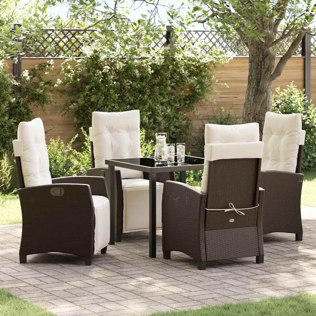 vidaXL Σετ Τραπεζαρίας Κήπου 5 Τεμαχίων Καφέ Πολυ Ράτονα