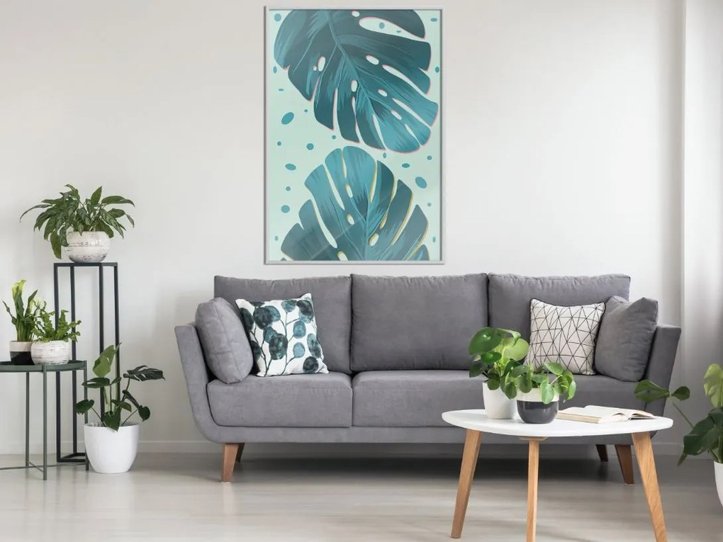 Αφίσα - Pastel Monstera Leaves - 20x30 - Χρυσό - Χωρίς πασπαρτού