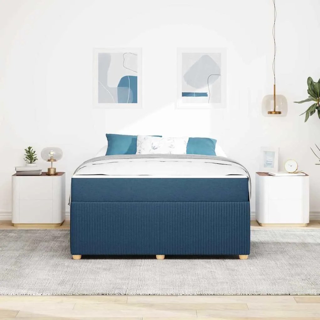 vidaXL Σκελετός Κρεβατιού Άλλο Μπλε 140 x 200 cm ύφασμα