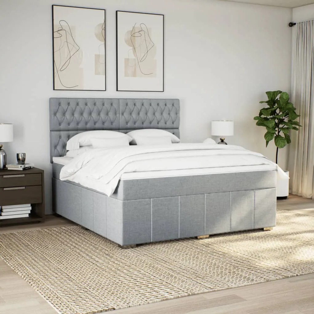 ΚΡΕΒΑΤΙ BOXSPRING ΜΕ ΣΤΡΩΜΑ ΑΝΟΙΧΤΟ ΓΚΡΙ 180X200 ΕΚ. ΥΦΑΣΜΑΤΙΝΟ 3294054