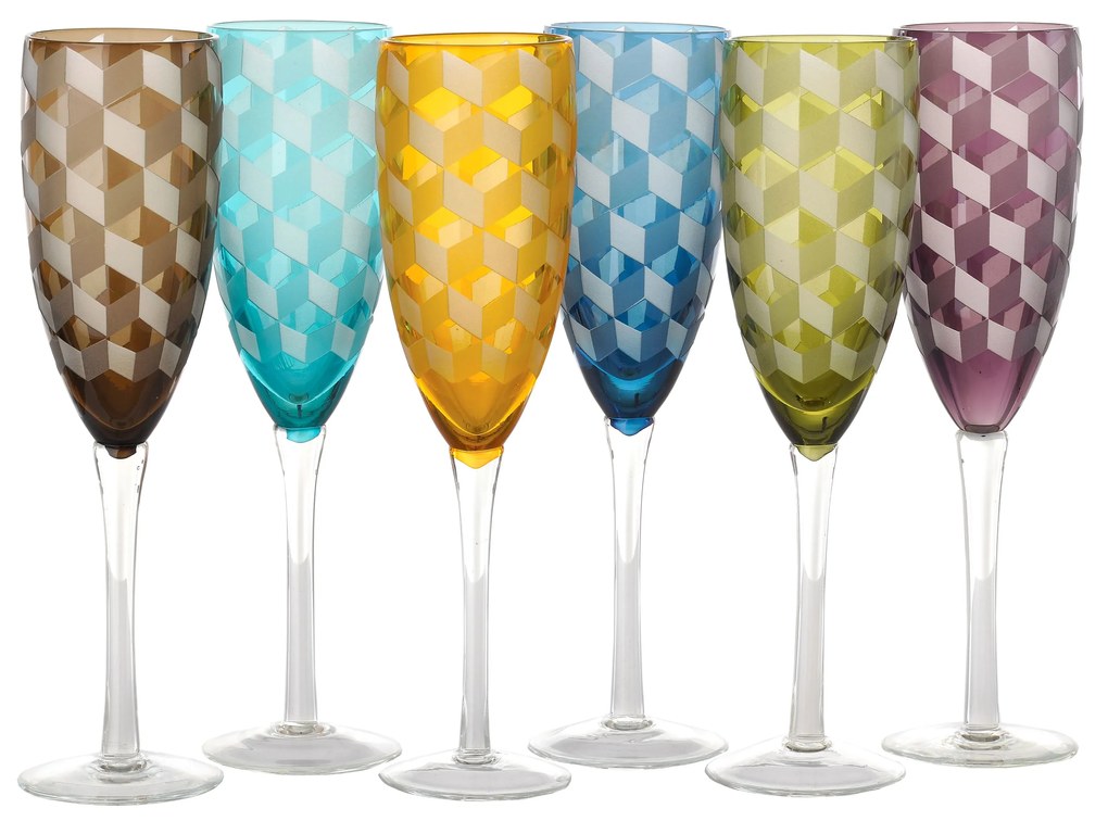 Ποτήρι Σαμπάνιας POLS POTTEN Blocks Champagne Glasses, multicolour, set of 6 140-230-131-0M