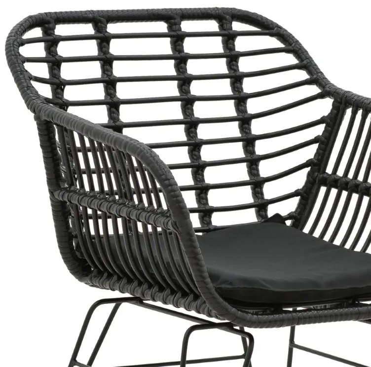 Καρέκλα - Πολυθρόνα Naoki με μαξιλάρι pe μαύρο-μέταλλο μαύρο πόδι 55x58x79 εκ. 55x58x79 εκ.