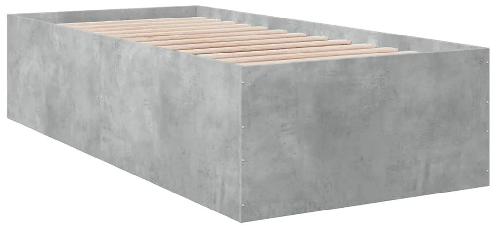 vidaXL Πλαίσιο Κρεβατιού Γκρι Σκυροδέματος 100x200 εκ. Επεξεργ. Ξύλο