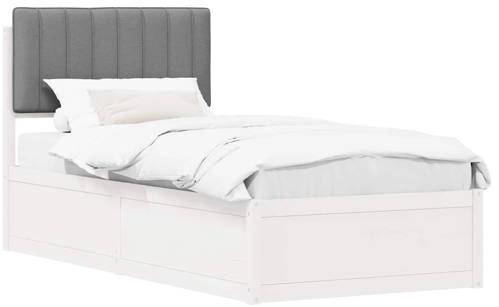 vidaXL Σκελετός Κρεβατιού με Επενδεδυμένο Κεφαλάρι Ανοιχτό γκρι