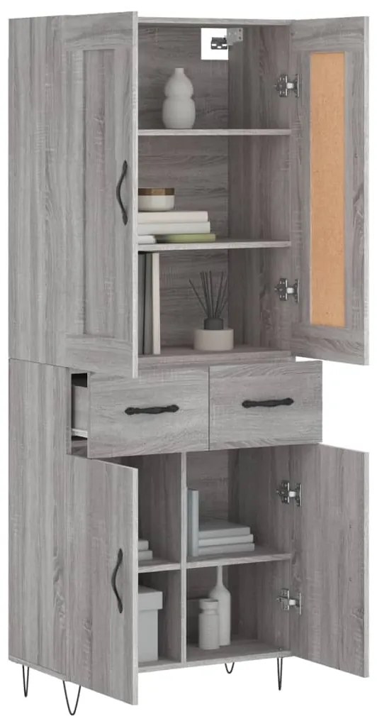 vidaXL Ντουλάπι Γκρι Sonoma 69,5 x 34 x 180 εκ. Επεξεργασμένο Ξύλο