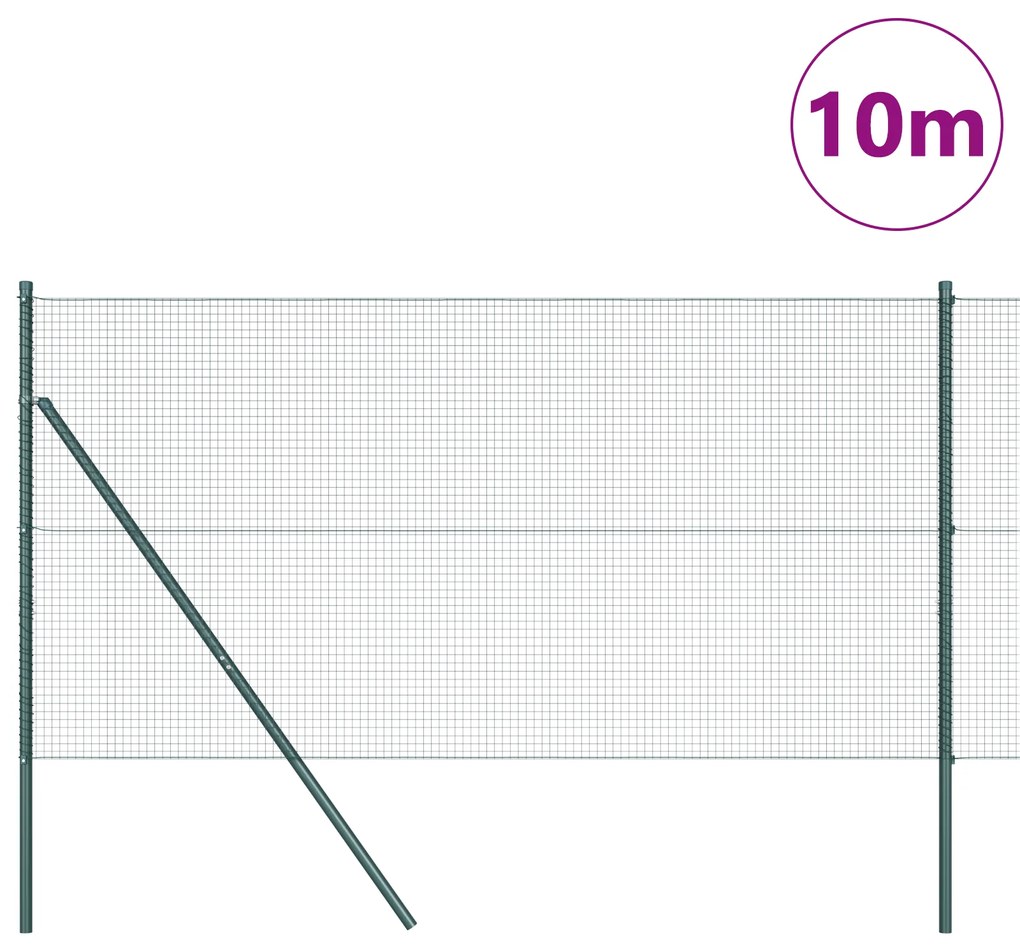 vidaXL Σέτ Πόλων Φράχτη Σετ 2 Πράσινο Ατσάλι, PVC 10 x 1 μ Ανθεκτικό