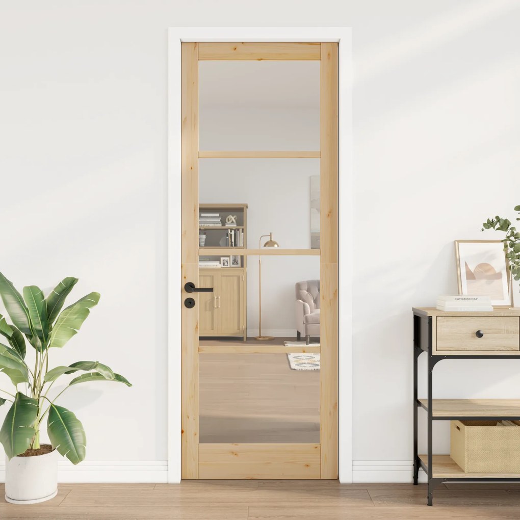 vidaXL Εσωτερική Πόρτα με Γυαλί "ORKDAL" 83x232x4 εκ. Στερεό Ξύλο Πεύκου