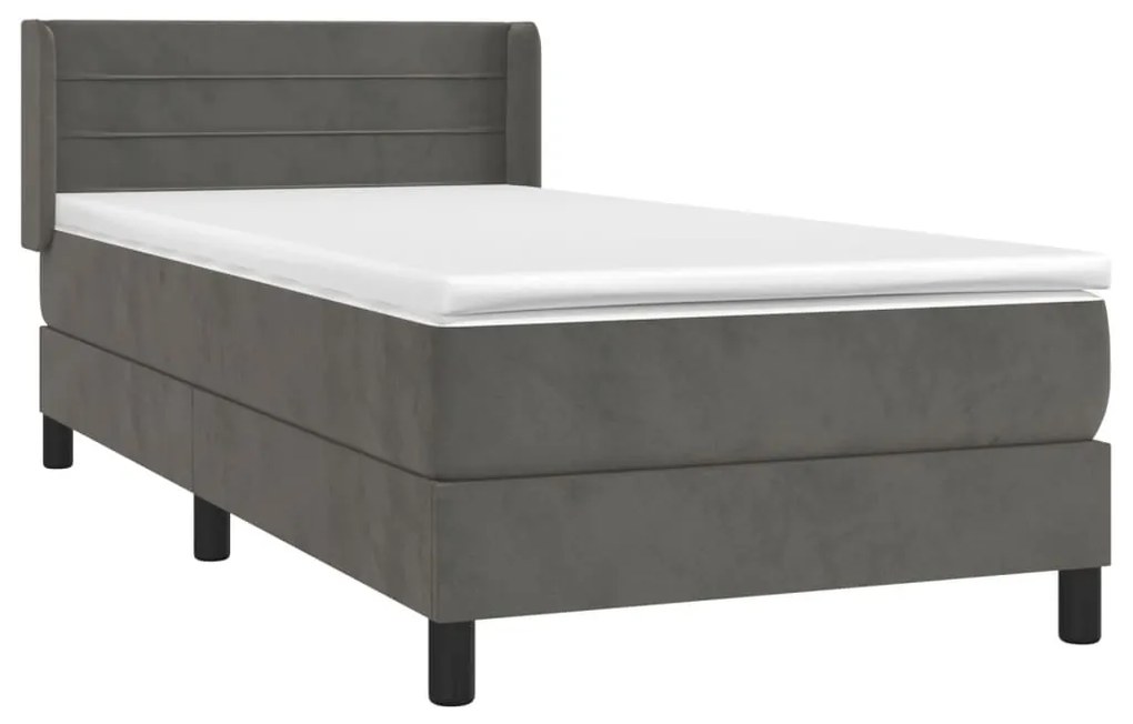 ΚΡΕΒΑΤΙ BOXSPRING ΜΕ ΣΤΡΩΜΑ ΣΚΟΥΡΟ ΓΚΡΙ 90X190 ΕΚ. ΒΕΛΟΥΔΙΝΟ 3130992