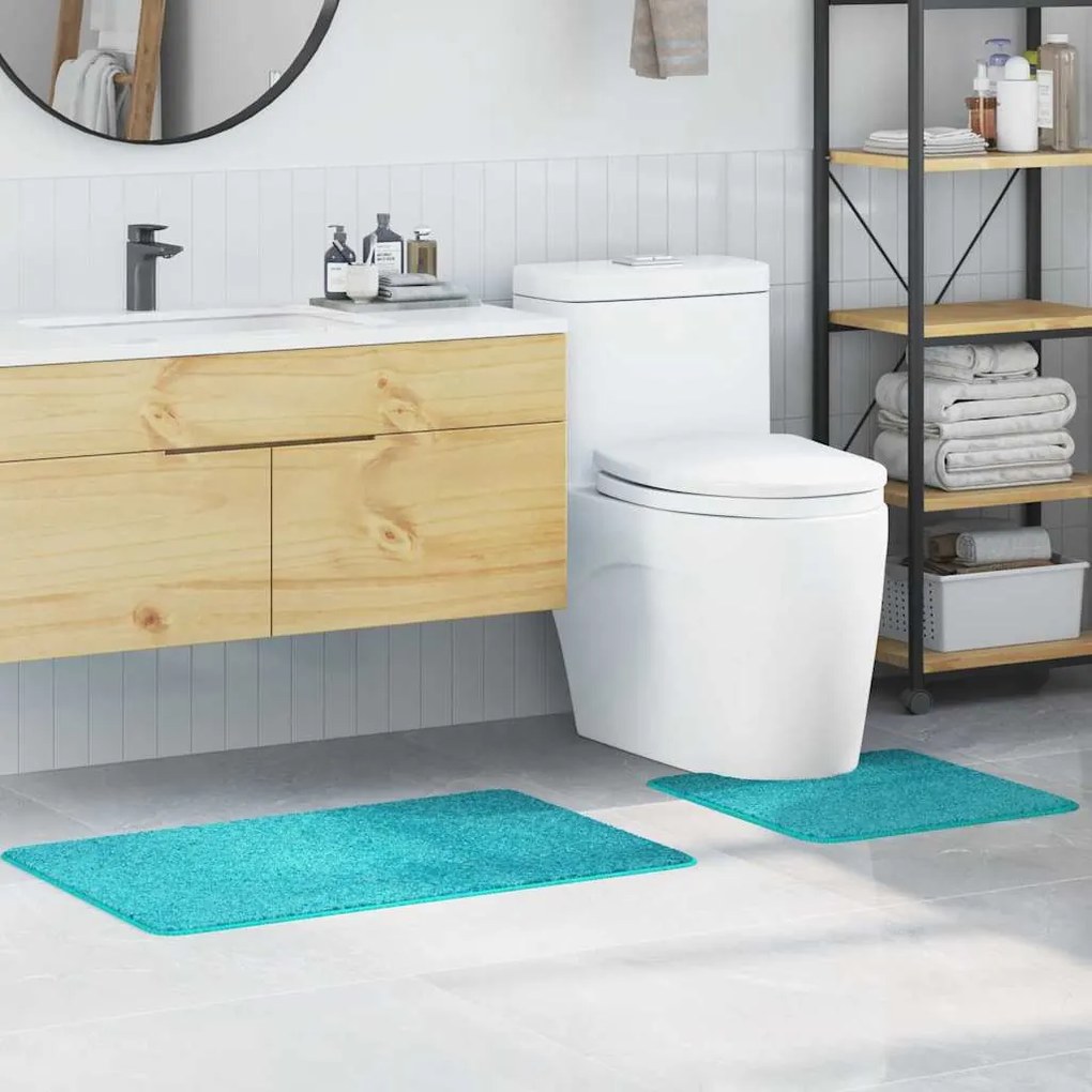 vidaXL Σετ Μάτ Μπάνιου Αντιολισθητικό 2 pcs Τιρκουάζ PP
