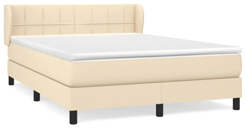 Κρεβάτι Boxspring με Στρώμα Κρεμ 140x200 εκ. Υφασμάτινο - Κρεμ