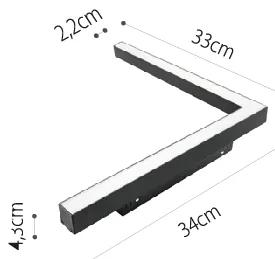 Γραμμικό φωτιστικό γωνία LED 24W 3000K για μαγνητική ράγα σε μαύρη απόχρωση D:30cmX30cm (T05701-BL) - 21W - 50W - T05701-BL