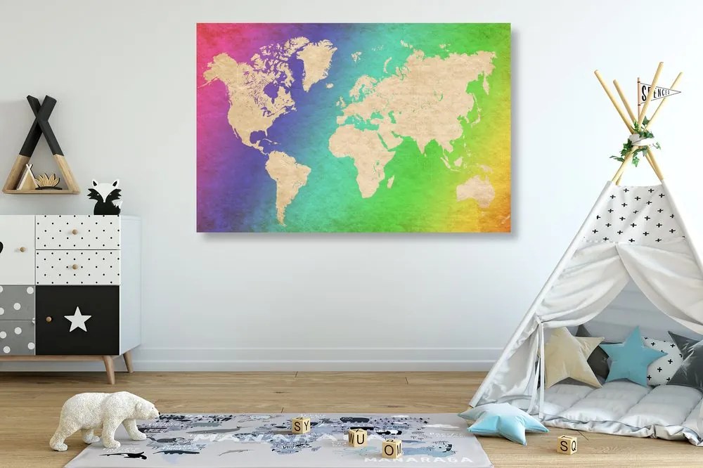 Εικόνα παστέλ παγκόσμιου χάρτη - 120x80