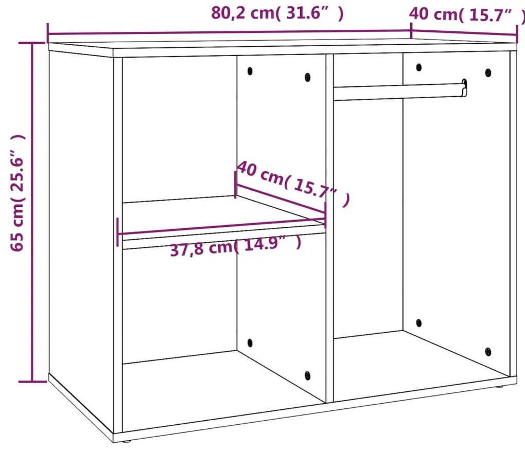 vidaXL Ντουλάπι Γκρι Σκυροδέματος 80 x 40 x 65 εκ. Επεξεργασμένο Ξύλο