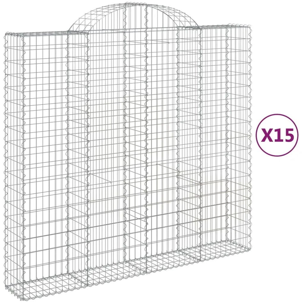 vidaXL Συρματοκιβώτια Τοξωτά 15 τεμ. 200x50x180/200 εκ. Γαλβαν. Ατσάλι