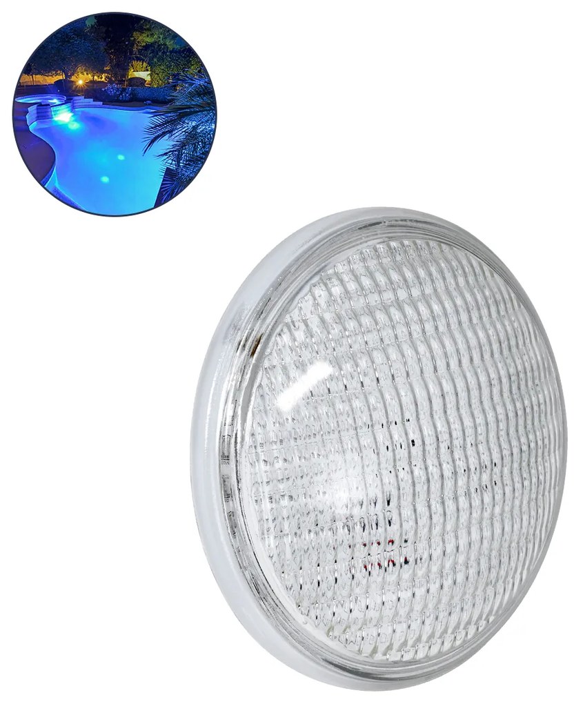 GloboStar® POOLANO 61535 Λάμπα LED Σποτ Πισίνας GX16D PAR56 25W 1875lm 120° AC/DC 12V Αδιάβροχο IP68 IK06 Tempered Glass Φ18 x Υ10cm Θερμό Λευκό 2700K - Bridgelux Chip - 3 Years Warranty