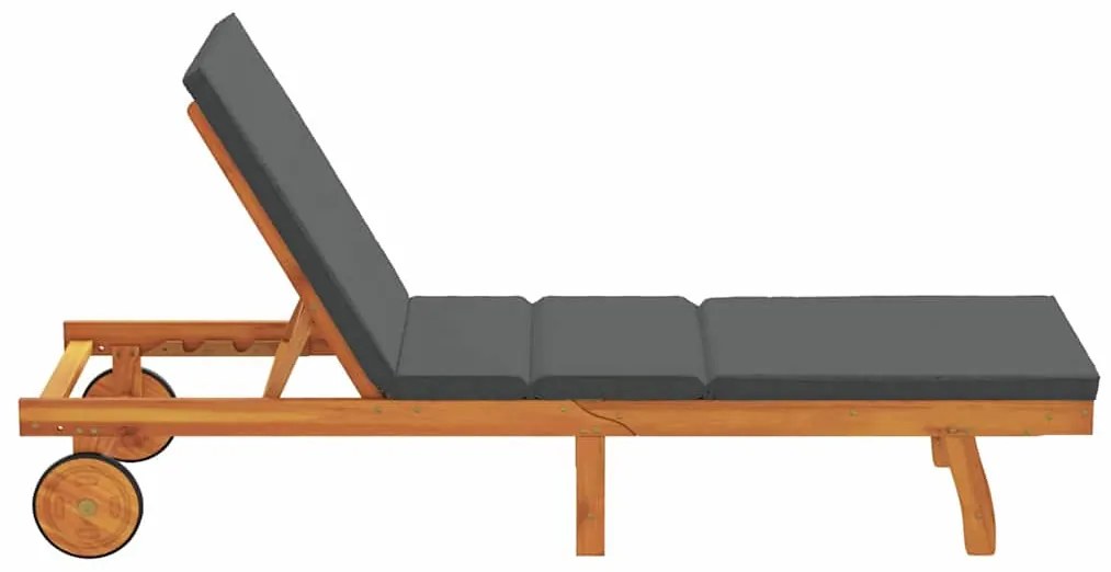 vidaXL Ξαπλώστρα με μαξιλάρι Καφέ 63 x 199 x 85 εκ. Μασίφ ξύλο ακακίας