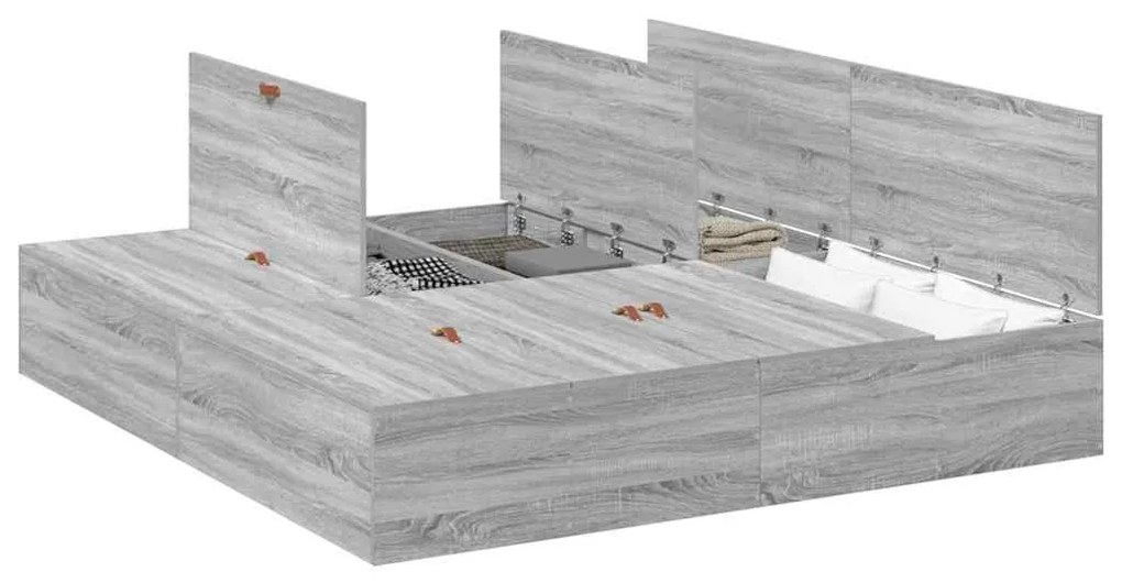 vidaXL Σκελετός Κρεβατιού Γκρι sonoma 200 x 180 x 31.5 εκ.