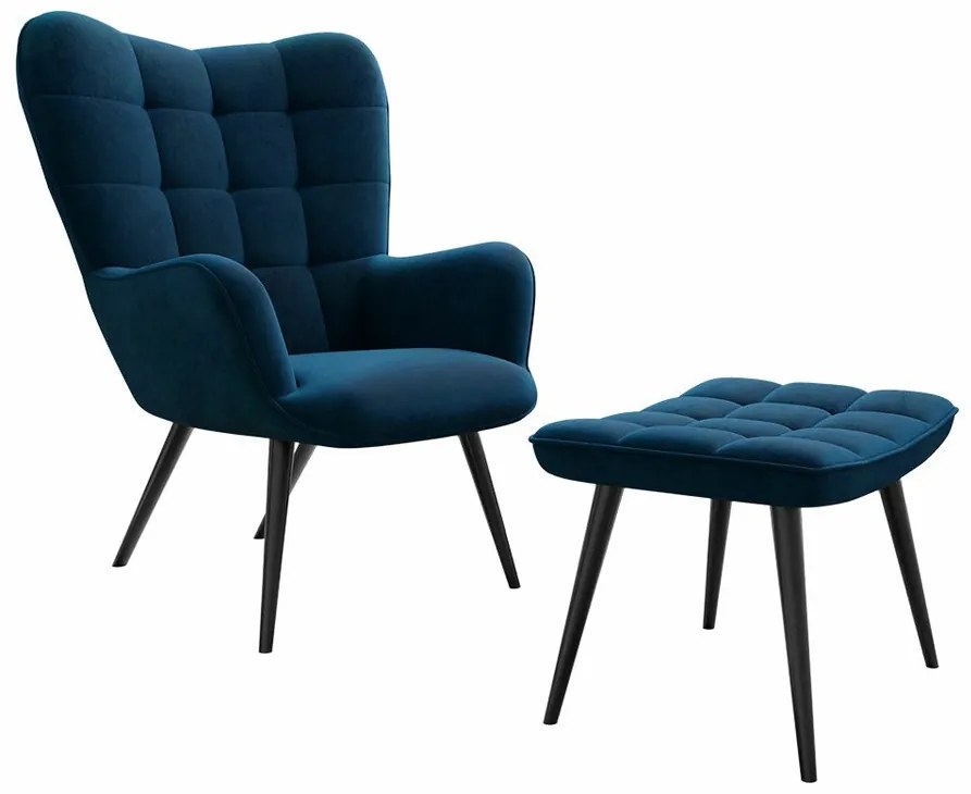 Πολυθρόνα Comfivo 320, Μπλε, 96x78x73cm, 14 kg, Ταπισερί, Πόδια: Μέταλλο | Epipla1.gr