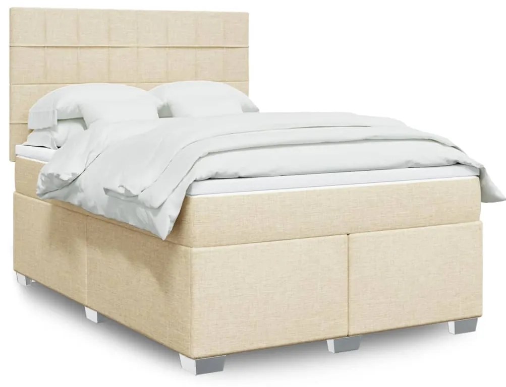 vidaXL Κρεβάτι Boxspring με Στρώμα Κρεμ 160x200 εκ. Υφασμάτινο