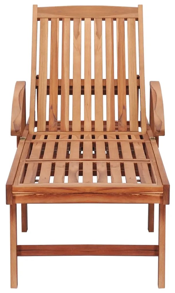 vidaXL Ξαπλώστρα από Μασίφ Ξύλο Teak με Μπλε Μαξιλάρι