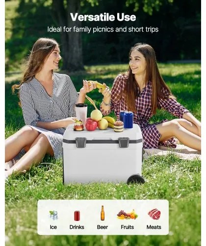 VEVOR Portable Cooler 45 QT Wheeled Cooler 64 Can Capacity with Cup Holder