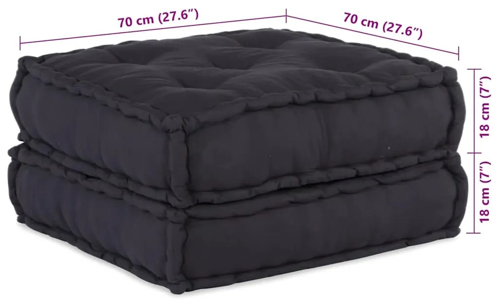 Modular Pouffe Anthracite 70x70x36 ύφασμα - Ανθρακί