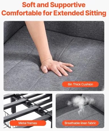 VEVOR Sleeper Sofa Bed with Side Pocket Pillow Desk Board 5 Adjustable Backrest