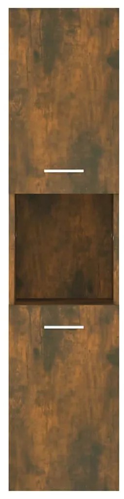 vidaXL Ντουλάπι Μπάνιου Καπνιστή Δρυς 30x30x130 εκ. Επεξεργασμένο Ξύλο