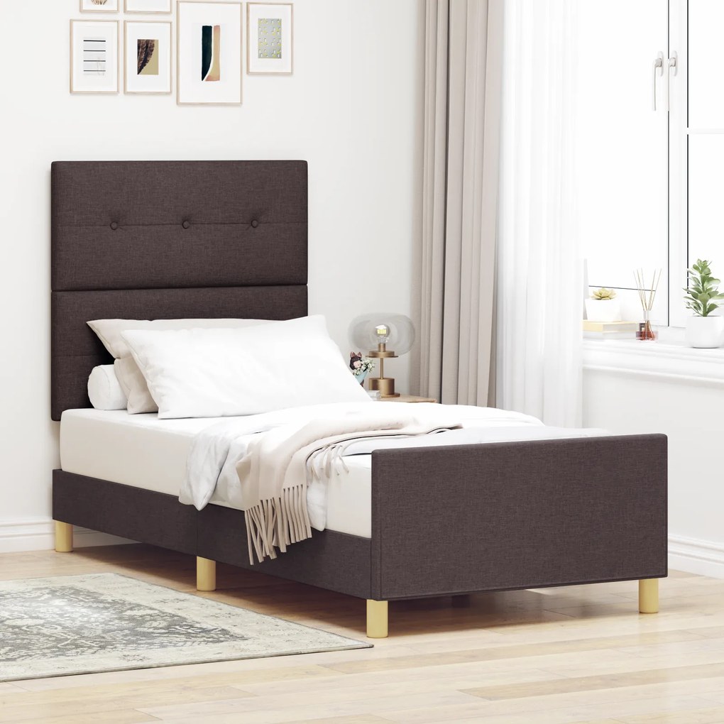 vidaXL Κρεβάτι Καφέ 90x200 εκ. Υφασμάτινο