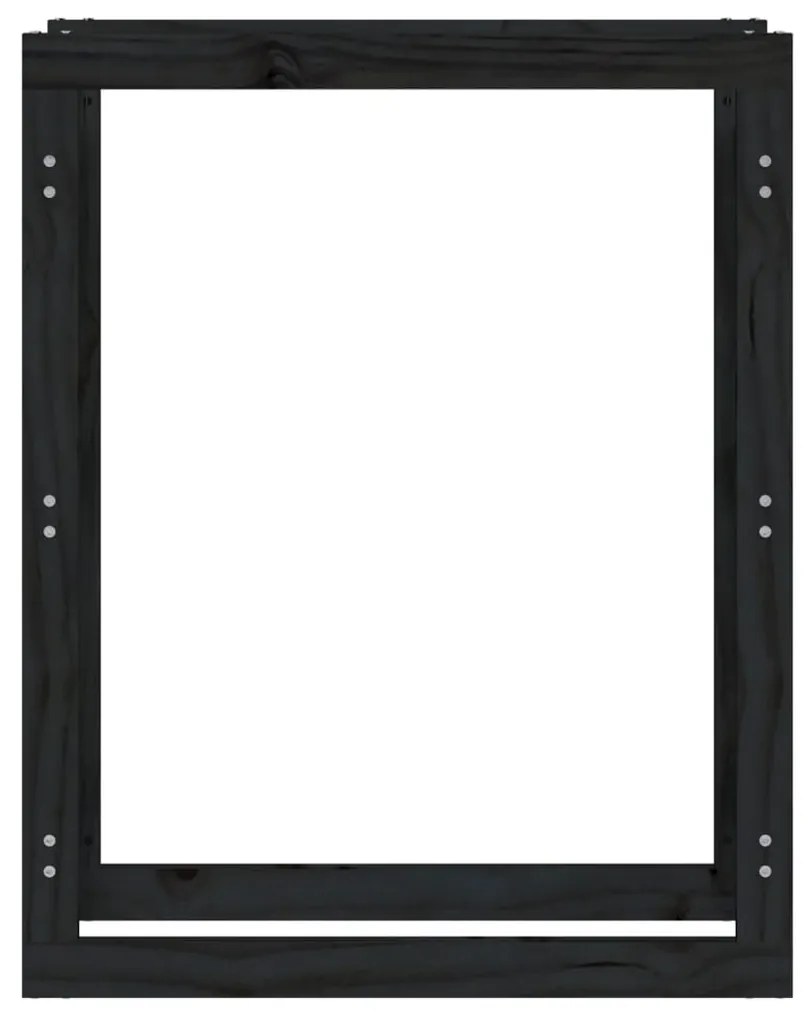 vidaXL Ραφιέρα Καυσόξυλων Μαύρη 80x25x100 εκ. από Μασίφ Ξύλο Πεύκου