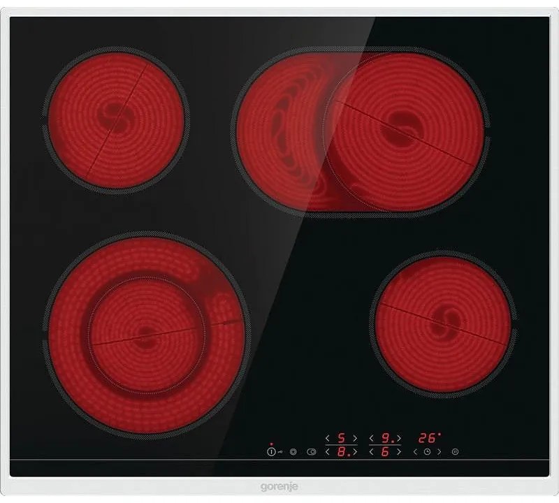 Κεραμικές εστίες Gorenje ECT643BX, 7000W, 4 ζώνες HiLight, 9 στάδια, FishZone, Χρονοδιακόπτης, Ηλεκτρική, Μαύρο