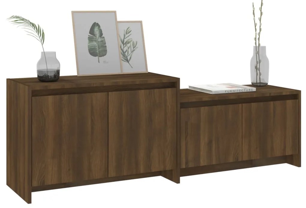 vidaXL Έπιπλο Τηλεόρασης Καφέ Δρυς 146,5x35x50 εκ. από Επεξεργ. Ξύλο
