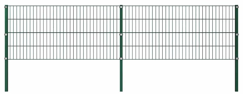 vidaXL Πάνελ Περίφραξης με Στύλους Σιδερένιο Πράσινο 349 x 80 εκ.