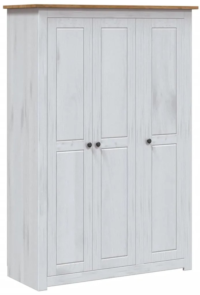 vidaXL Ντουλάπα Τρίφυλλη Λευκή 118x50x171,5εκ Ξύλο Πεύκου Σειρά Panama