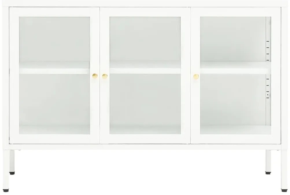 vidaXL Μπουφές Λευκός 105 x 35 x 70 εκ. από Ατσάλι και Γυαλί