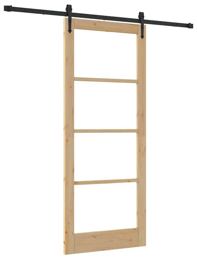 vidaXL Ολισθητή Πόρτα Χειροκίνητος Καφέ 86 x 211 cm Ξύλο και μέταλλο