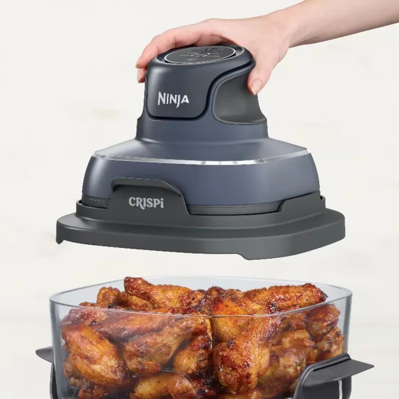 Φριτέζα ζεστού αέρα φορητός 4σε1 Ninja CRISPi FN101EUGY, 1700W, 3.8l, 6 μερίδες, 2 γυάλινα δοχεία, 4 προγράμματα, χωρίς PFAS και BPA, σκούρο μπλε