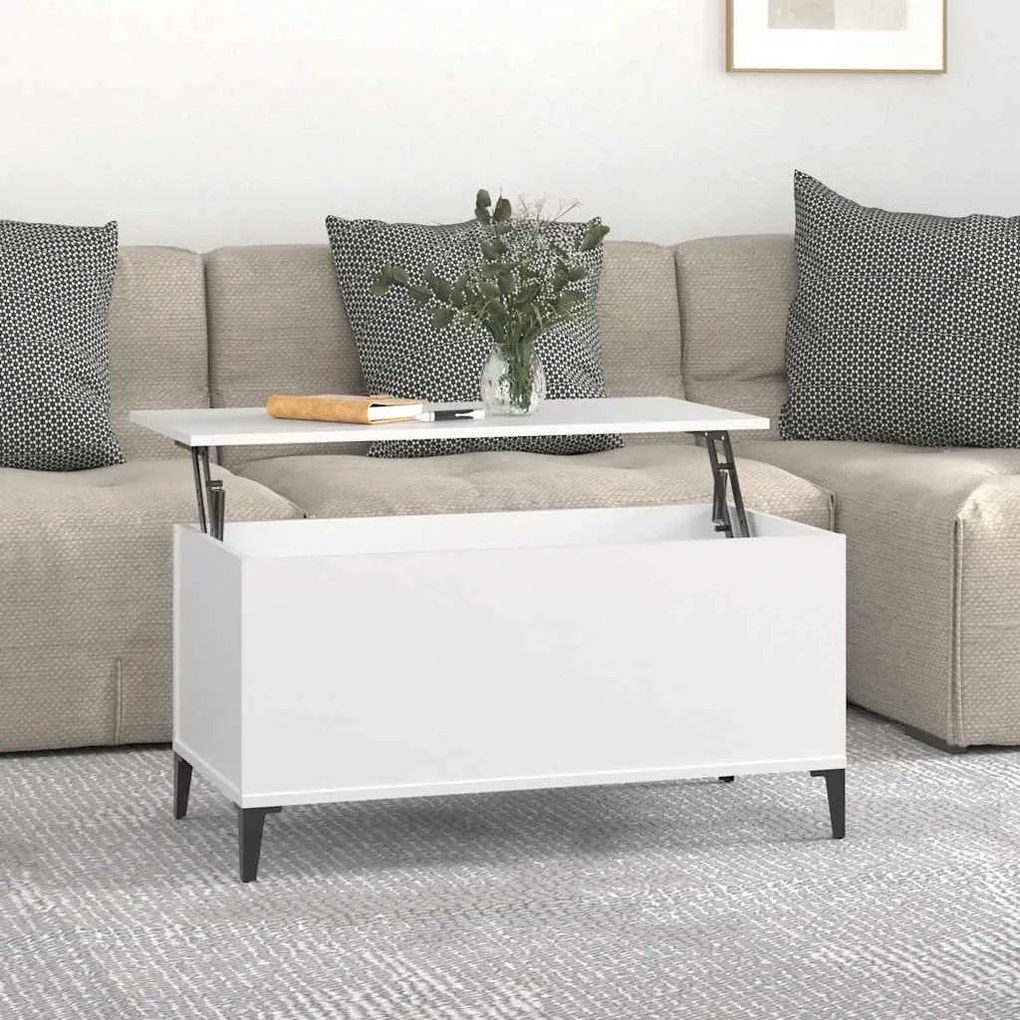 vidaXL Τραπεζάκι Σαλονιού Λευκό 90x44,5x45 εκ. από Επεξεργασμένο Ξύλο