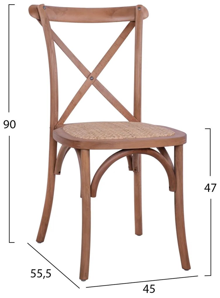 Καρέκλα OWEN Ξύλινη Στοιβαζόμενη Οξιά Dark Honey 45x55,5x90εκ. 45x55.5x90 εκ.