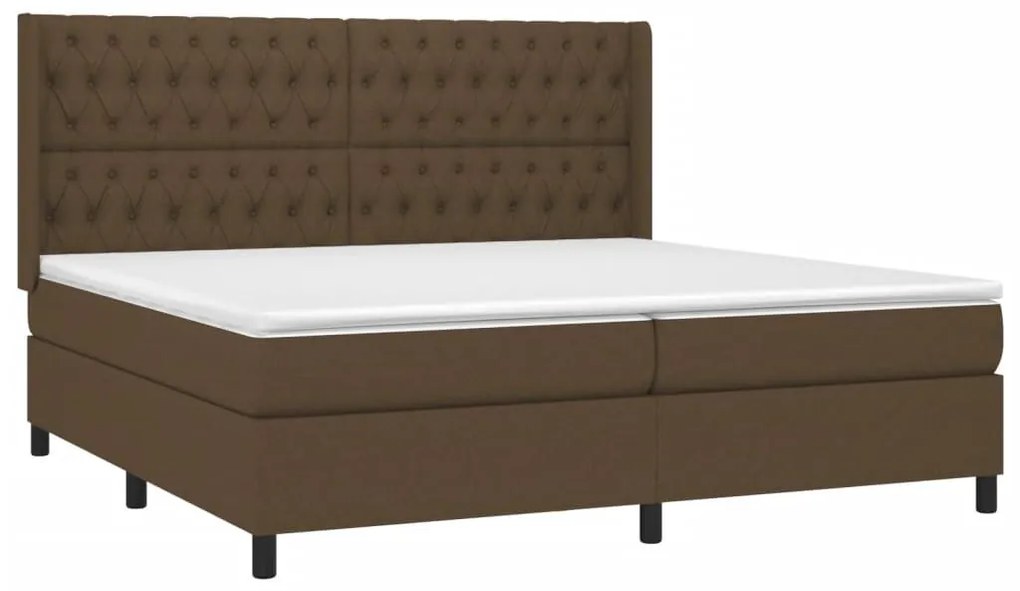 Κρεβάτι Boxspring με Στρώμα Σκούρο Καφέ 200x200 εκ. Υφασμάτινο - Καφέ