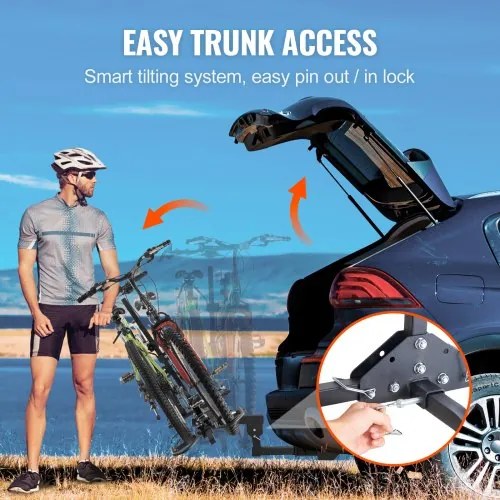 VEVOR Hitch Mount Bike Rack, 2-Bike Platform Style, 160 LBS Max Capacity Bike Rack Hitch for 2-inch Receiver, Titling and Folding Bike Carrier with Tires up to 5&quot; Wide, for Car, SUV, Truck, RV, Rectangular interface