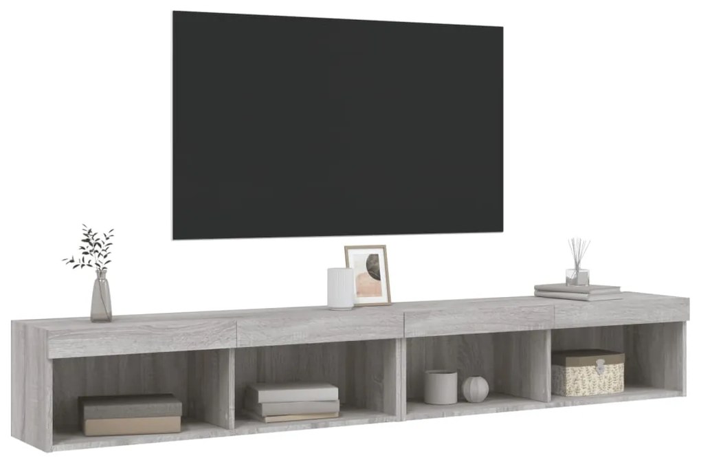 vidaXL Έπιπλα Τηλεόρασης με LED 2 τεμ. Γκρι Sonoma 100 x 30 x 30 εκ.