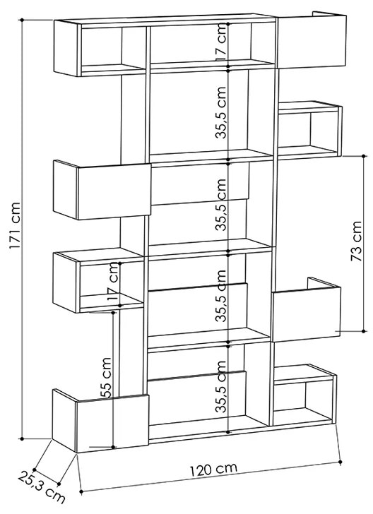 ΒΙΒΛΙΟΘΗΚΗ NIHO MEGAPAP ΧΡΩΜΑ ΛΕΥΚΟ - ΦΥΣΙΚΟ ΟΞΙΑΣ 120X25,3X171ΕΚ.
