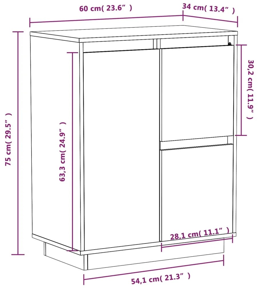 ΝΤΟΥΛΑΠΙ ΛΕΥΚΟ 60 X 34 X 75 ΕΚ. ΑΠΟ ΜΑΣΙΦ ΞΥΛΟ ΠΕΥΚΟΥ 813391