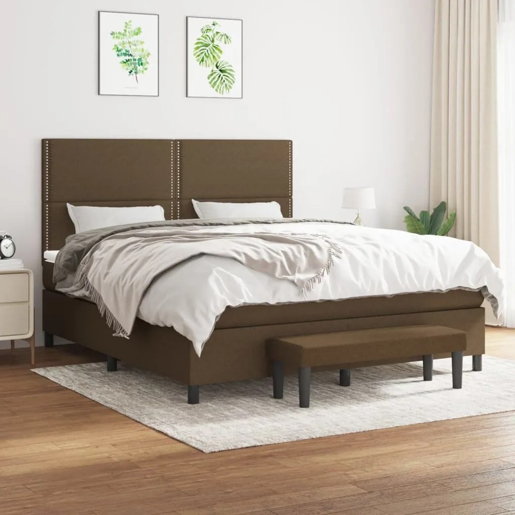 ΚΡΕΒΑΤΙ BOXSPRING ΜΕ ΣΤΡΩΜΑ ΣΚΟΥΡΟ ΚΑΦΕ 180X200 ΕΚ ΥΦΑΣΜΑΤΙΝΟ 3136536