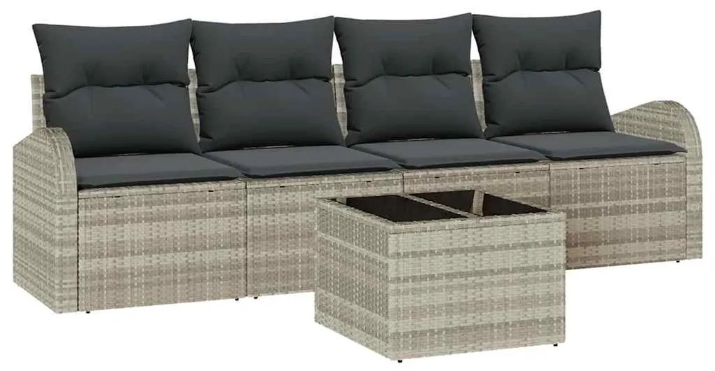 vidaXL Σετ Καναπέ Κήπου 5 pcs Ανοιχτό γκρι 55 x 55 x 37 εκ Πολυ ράταν