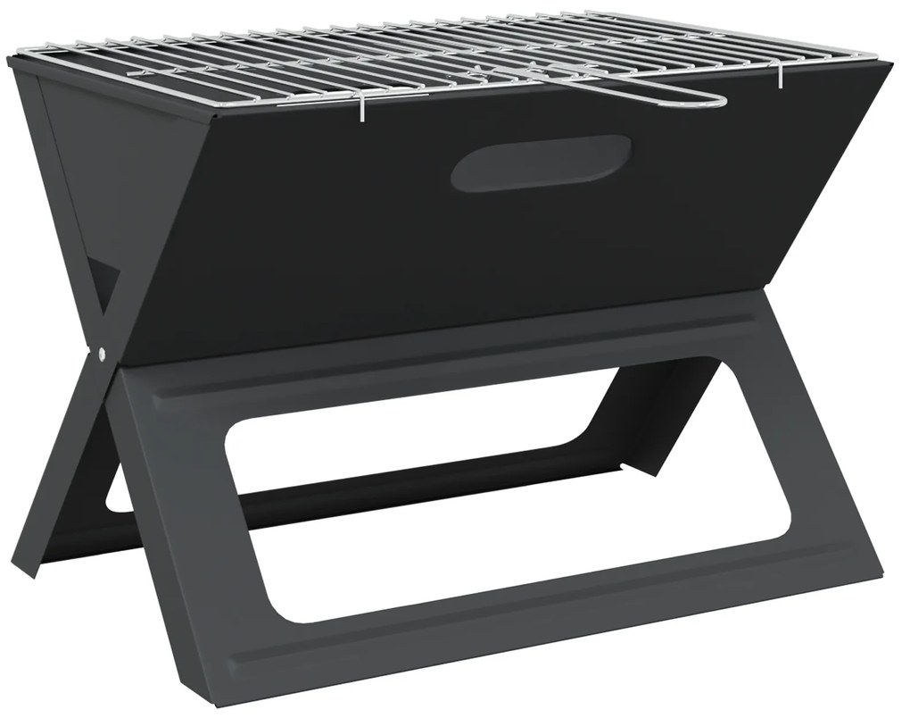 vidaXL Γκριλ BBQ Κάρβουνου - Αναδιπλούμενο, Μαύρο, 46x30x31 εκ, Κατασκευασμένο από Ατσάλι