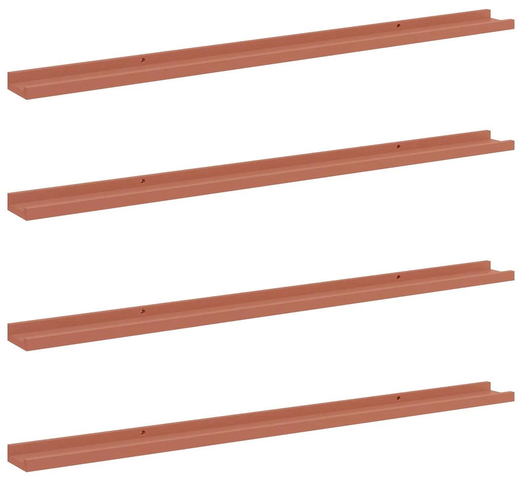 vidaXL Ράφι Τοίχου 4 pcs Κόκκινο 115 x 9 x 3 cm Επεξεργασμένο ξύλο