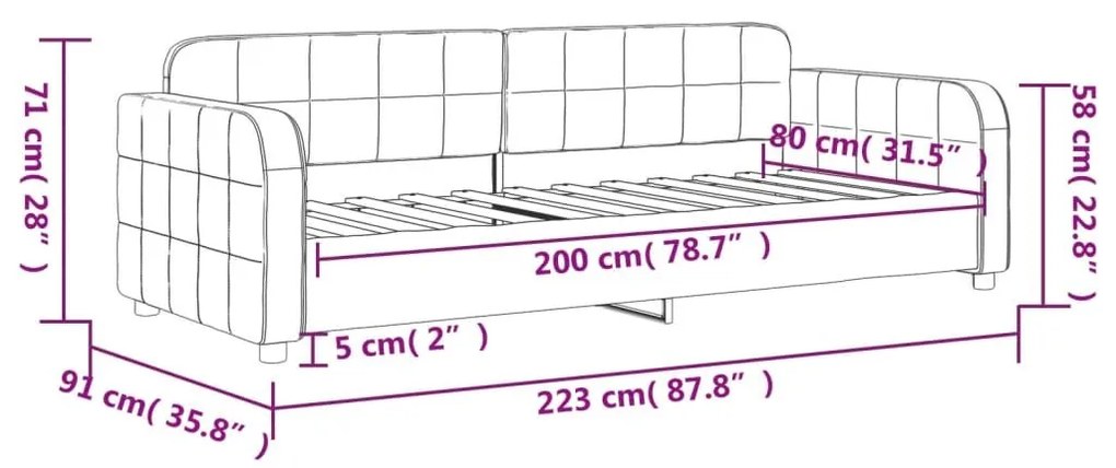 Καναπές Κρεβάτι Σκούρο Γκρι 80 x 200 εκ. Βελούδινος - Γκρι